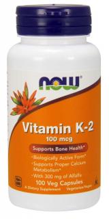 NOW K2-vitamin MK-4 formájában, 100 ug, 100  növényes kapszula