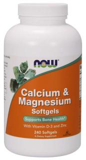 NOW kalcium és magnézium D-3-vitaminnal és cinkkel, kalcium + magnézium + D3-vitamin és cink, 240 lágygél kapszula