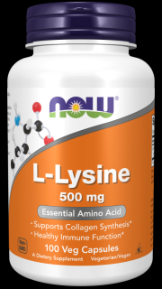 NOW  L-lizin (L-lizin), 500 mg, 100 kapszula