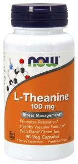 NOW L-Theanine 100 mg, Theanine zöld tea levelekkel, 90 kapszula