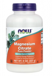 NOW Magnézium-citrát tiszta por, magnézium-citrát por, 450 mg, 227 g