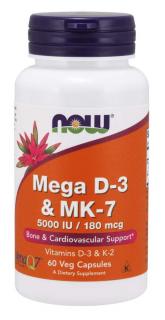 NOW Mega D3 & MK-7, D3 5000 NE és K2 vitamin 180 ug, 60 kapszula