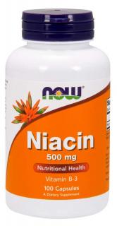 NOW Niacin (B3-vitamin), 500 mg, 100 kapszula
