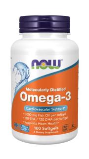 NOW Omega-3, molekulárisan desztillált, 100 lágygél kapszula