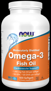 NOW Omega-3, molekulárisan desztillált, 500 lágyzselé