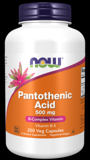 NOW Panthoteic Acid B5 (pantoténsav), 500 mg, 250 növényi kapszula