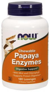 NOW Papaya enzimek, természetes emésztőenzimek, 180 pasztilla