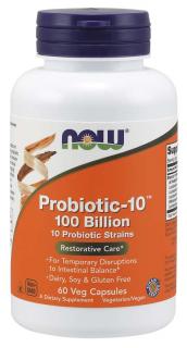 NOW Probiotic-10, probiotikumok, 100 milliárd CFU, 10 törzs, 60 növényi kapszulában
