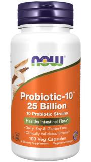 NOW Probiotic-10, Probiotikumok, 25 milliárd CFU, 10 törzs, 100 növényi kapszulában