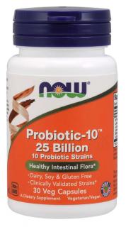 NOW Probiotic-10, probiotikumok, 25 milliárd CFU, 10 törzs, 30 gyógynövényes kapszula
