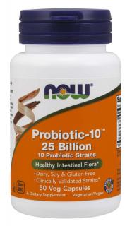 NOW Probiotic-10, probiotikumok, 25 milliárd CFU, 10 törzs, 50 növényi kapszula