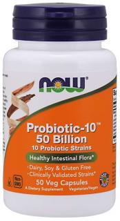 NOW Probiotic-10, probiotikumok, 50 milliárd CFU, 10 törzs, 50 növényi kapszulában