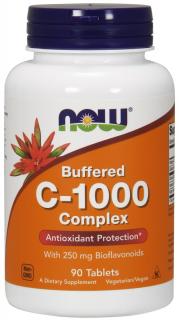 NOW pufferolt C-1000 vitamin komplex 250mg bioflavonoiddal, PH semleges C-vitaminnal, 90 tabletta