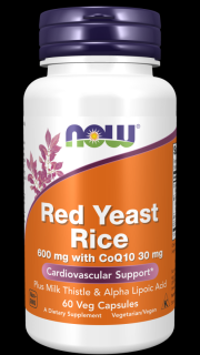 NOW Red Yeast Rice & CoQ1O, Red Yeast Rice CoQ10, 600 mg, 60 Növényi kapszula  Étrend-kiegészítő