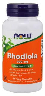 NOW Rhodiola rosea (Pink Stonecrop), Illatos rózsásvarjúháj, 500 mg, 60 növényi kapszula