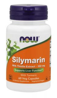 NOW Silymarin, Máriatöviskivonat kurkumával, 150 mg, 60 gyógynövény kapszula