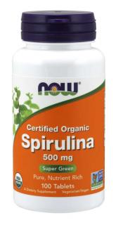 NOW Spirulina 500 mg - Organic Spirulina (Non-GMO), 100 tabletta
