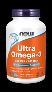 NOW Ultra omega-3, 250 DHA / 500 EPA, 180 lágyzselé kapszula
