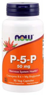 NOW Vitamin B6 P-5-P, 50mg,  B6-vitamin aktív formában, 90 kapszula