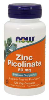 NOW Zinc Picolinate, Cink-pikolinát, 50 mg, 120 növényi kapszula