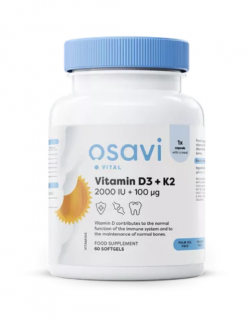 Osavi D3-vitamin + K2, 2000 NE + 100 μg, 60 db lágyzselé kapszula  Étrend-kiegészítő