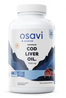 Osavi norvég tőkehalmájolaj, norvég tőkehalmájolaj, citrom, 1000 mg, 180 kapszula  Étrend-kiegészítő