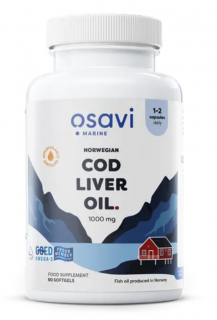 Osavi norvég tőkehalmájolaj, norvég tőkehalmájolaj, citrom, 1000 mg, 90 kapszula  Étrend-kiegészítő