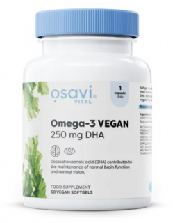 Osavi Omega-3 vegán, 250 mg DHA, 60 db lágyzselé kapszula  étrend-kiegészítő