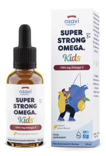 Osavi Super Strong Omega Kids, Extra erős Omega 3 gyerekeknek, 1160 mg, citrom, 50 ml  Étrend-kiegészítő
