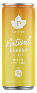 Puhdistamo Natural Energy Drink Orange Lemonde, Energiaital, Narancs, 330 ml
