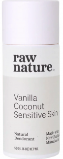 Raw Nature Natural dezodor, natúr dezodor, vanília, kókusz, érzékeny bőrre, 50 g