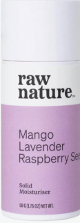 Raw Nature Solid Moisturiser, szilárd hidratáló krém, mangó, levendula, málnamag, 50 g
