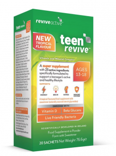 Revive Active Teen élénkítő, immunerősítő, trópusi gyümölcsös, 20 tasak  Étrend-kiegészítő