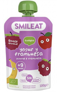 Smileat tasak görög joghurt, alma, banán, málna és rizs 9M+, BIO, 100 g