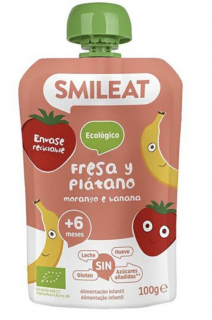Smileat táska eper, banán és sárgarépa 6M+, bio, 100 g