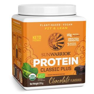 Sunwarrior Classic Plus Organic Protein, csokoládé, BIO, 375 g  Étrend-kiegészítő