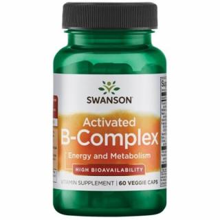 Swanson Activated B-Complex, B-vitaminok aktív koenzim formája, 60 növényi kapszula