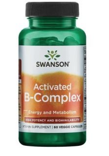 Swanson Activated B-Complex, nagy hatékonyságú, B-vitaminok aktív koenzim formája, nagyobb hatékonyság, 60 növényi kapszula