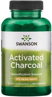 Swanson Activated Charcoal, Aktív szén, 520 mg, 120 kapszula