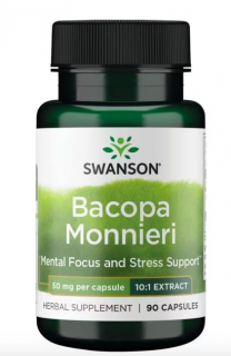 Swanson Bacopa Monnieri kivonat, Bacopa kislevelű kivonat 10:1, 50 mg, 90 kapszula