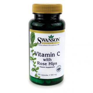 Swanson C-vitamin + csipkebogyó kivonat, 500 mg, 100 kapszula