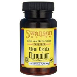 Swanson Chromium Chelated, króm kelátkötésben, 200 mcg, 180 kapszula