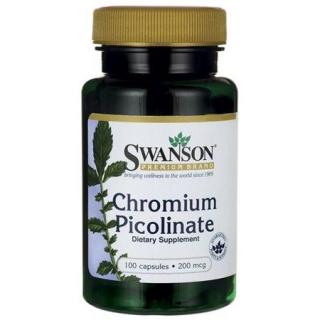 Swanson Chromium Picolinate, Króm pikolinát, 200 mikrogramm, 100 kapszula