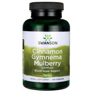 Swanson Cinnamon Gymnema Mulberry Complex (eperfa, fahéj, gymnema komplex), 120 kapszula