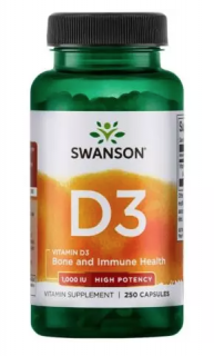 Swanson D3-vitamin 1000 NE, 250 kapszula