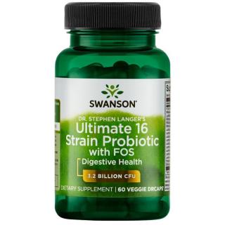 Swanson Dr.Stephen Langer Ultimate 16 probiotikus törzse komplexben FOS prebiotikumokkal (emésztéstámogató), 60 gyógynövény kapszula