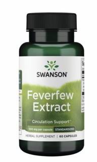 Swanson Feverfew kivonat (Feverfew), szabványosított kivonat, 500 mg, 60 kapszula