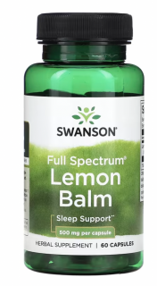 Swanson Full Spectrum citrombalzsam, citromfű, 500 mg, 60 kapszula  Étrend-kiegészítő