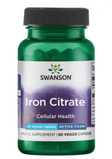 Swanson Iron Citrate, vas citrát, 25 mg, 60 növényi kapszula