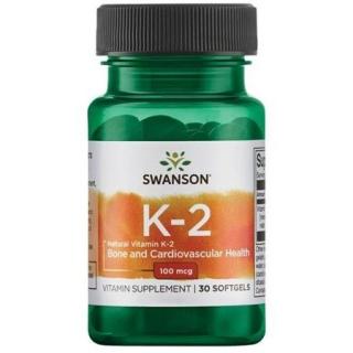 Swanson K2-vitamin mint MK-7 Natural, 100 mcg, 30 lágyzselés kapszula
